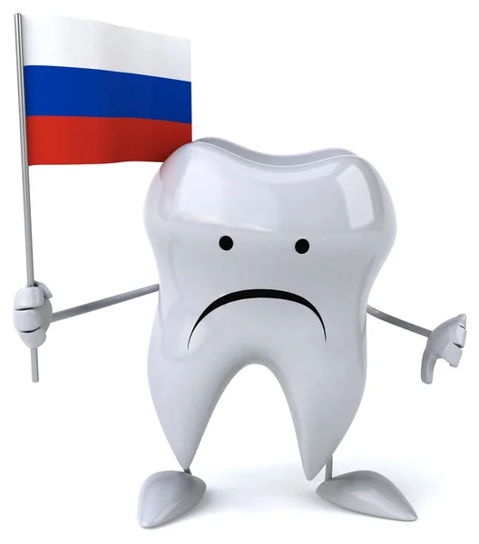Смешной зуб с российским флагом — стоковое фото