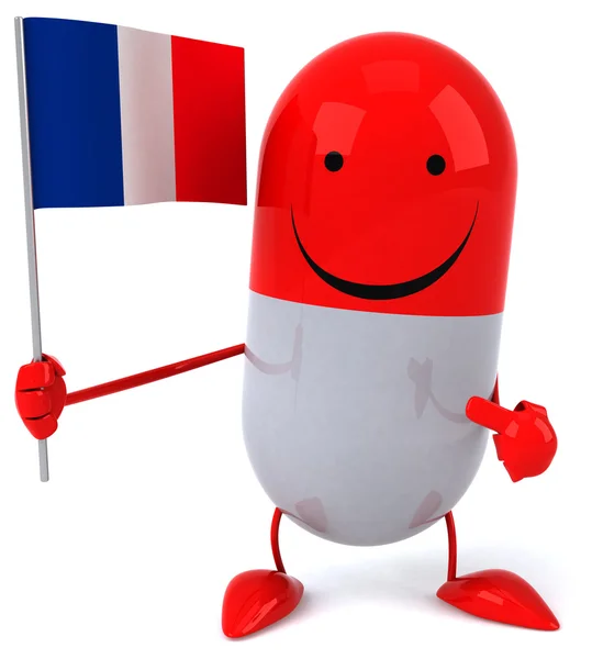 Смешная таблетка с французским флагом — стоковое фото