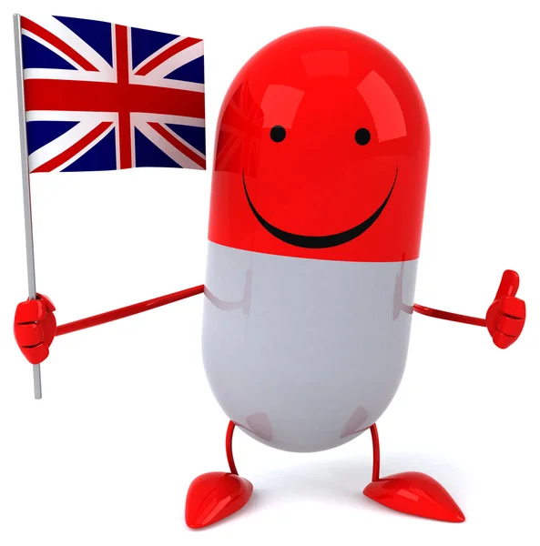 Funny pill with UK flag — Stock Photo, Image