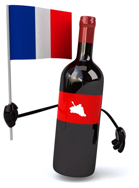 Bottle of wine with french flag — Stock Photo, Image