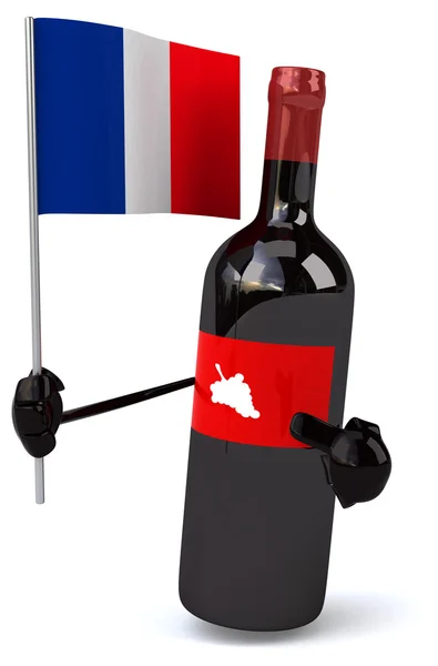 Bottle of wine with french flag — Stock Photo, Image