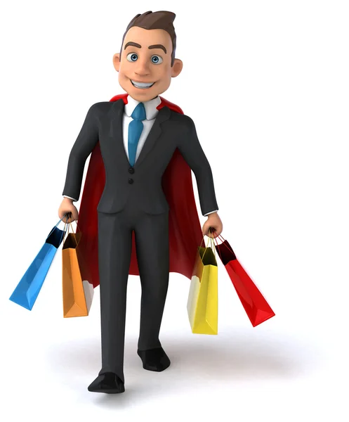 Fun cartoon Super businessman — Stock Photo, Image