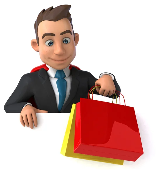 Fun cartoon Super businessman — Stock Photo, Image