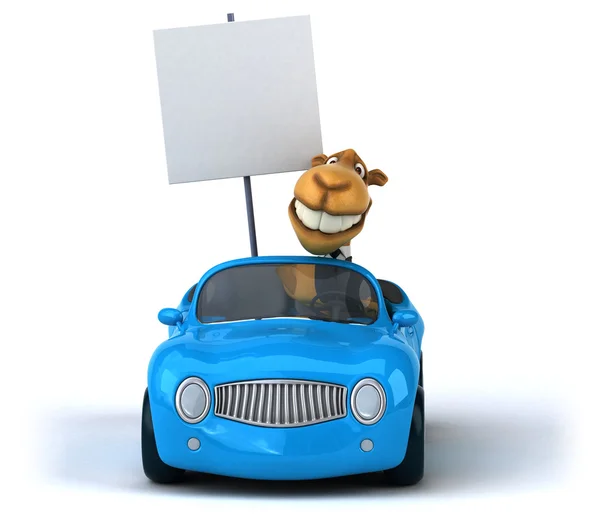 Funny camel in car — Stock Photo, Image
