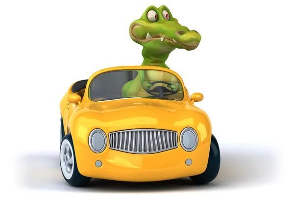 Grappige krokodil in auto — Stockfoto