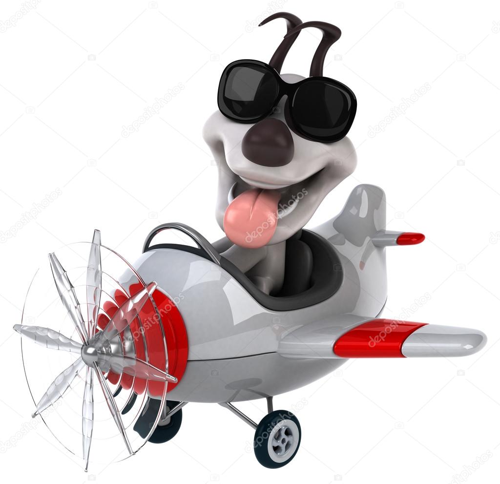 Funny dog in aeroplane