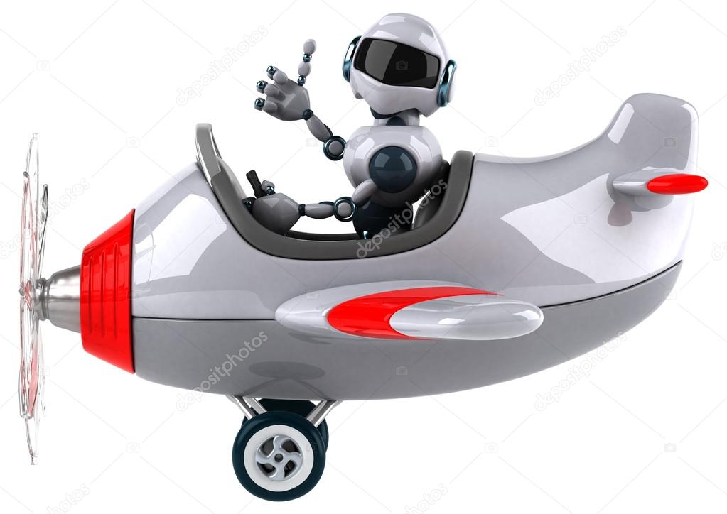 Funny robot in aeroplane