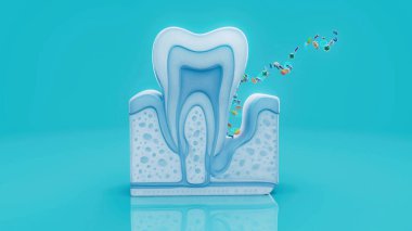 Diş etlerinin altındaki bakterili periodontitin kavramsal 3 boyutlu çizimi