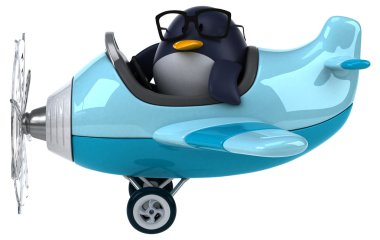 Uçak içinde komik penguen