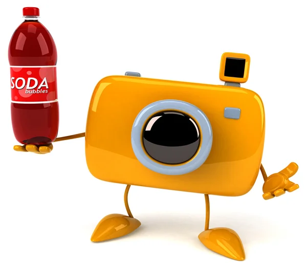 Grappige camera met soda — Stockfoto
