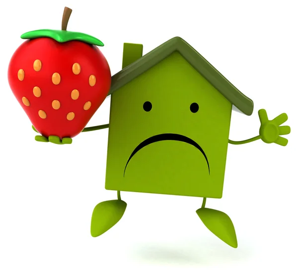 Funny house with strawberry — Stock Photo, Image