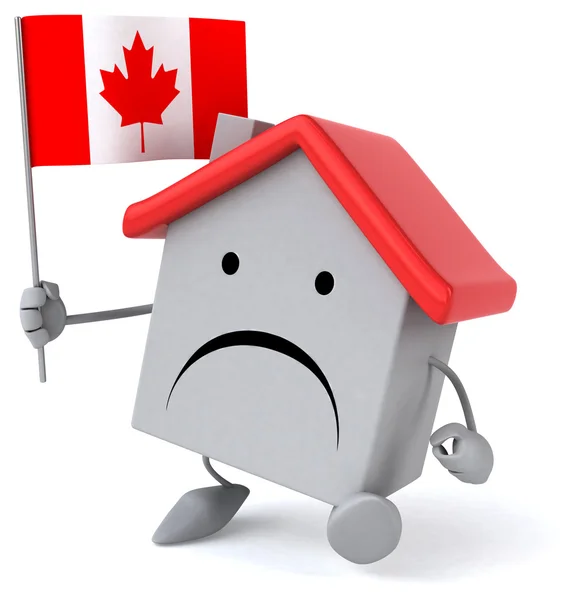 Maison drôle avec drapeau canadien — Photo