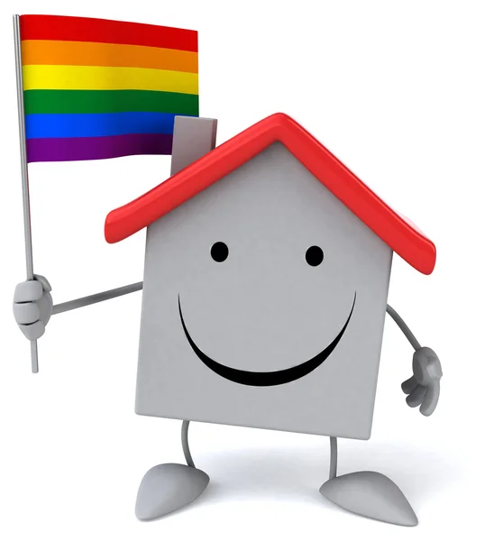 Funny house con bandera gay — Foto de Stock