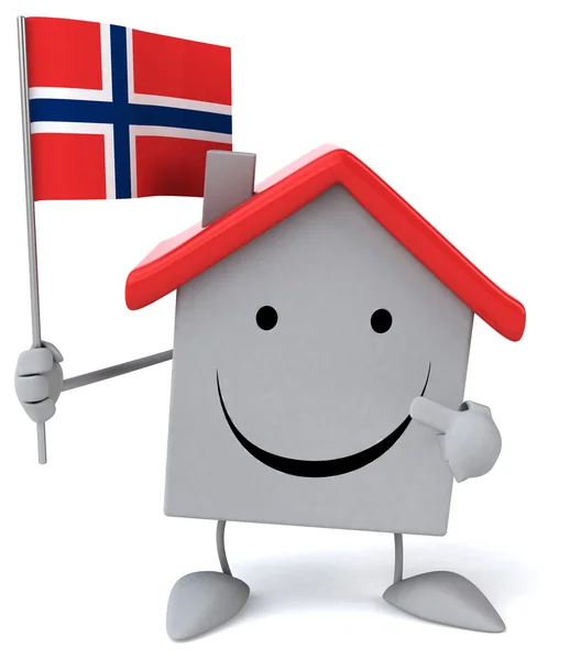 Casa engraçada com bandeira norway — Fotografia de Stock