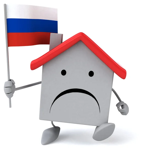 Забавный дом с российским флагом — стоковое фото