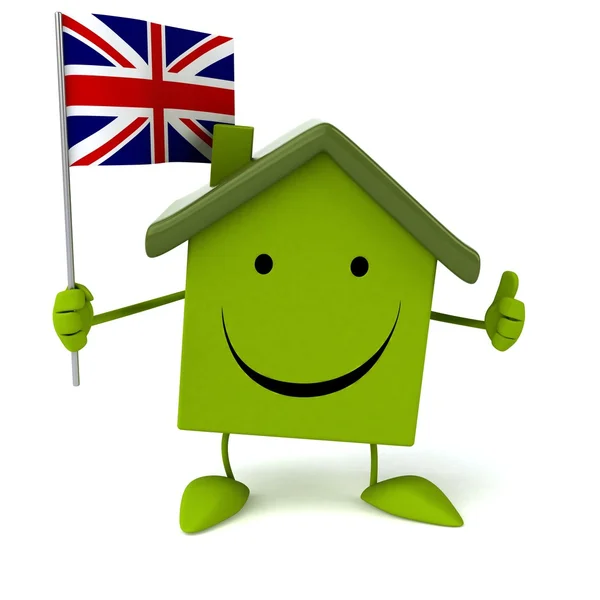 Casa engraçada com bandeira do Reino Unido — Fotografia de Stock