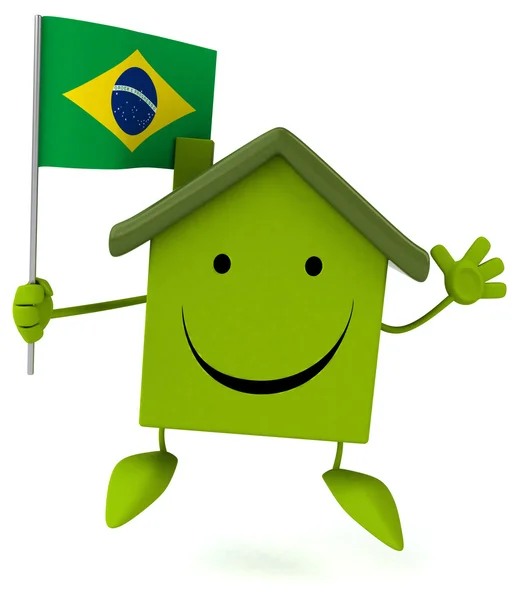 Vicces ház brazil zászlóval — Stock Fotó