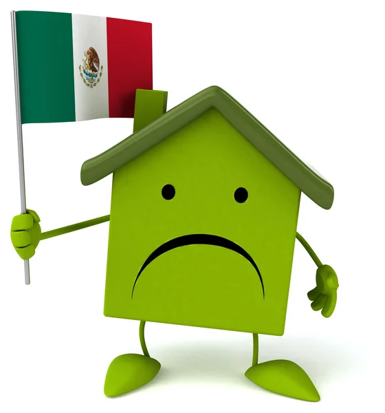 Funny house with mexican flag — Stock Photo, Image