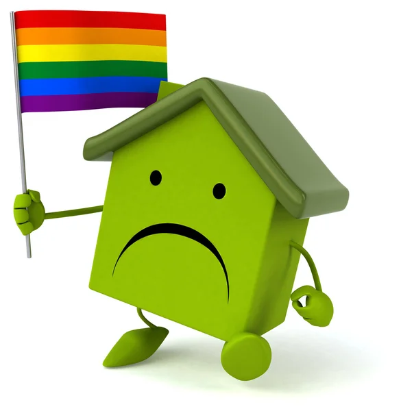 Maison drôle avec drapeau gay — Photo