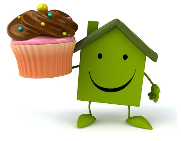 Lustiges Haus mit Cupcake — Stockfoto