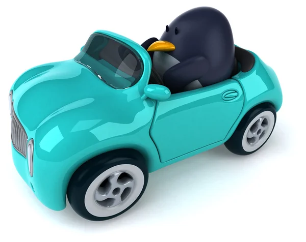 Drôle de pingouin en voiture — Photo