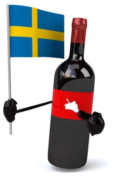 Garrafa de vinho dos desenhos animados com bandeira — Fotografia de Stock