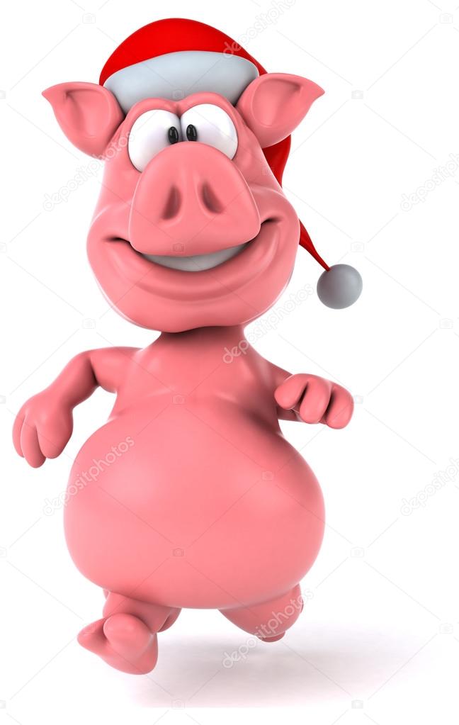 Cochon Drole Dans Le Chapeau Santas Image Libre De Droit Par Julos C