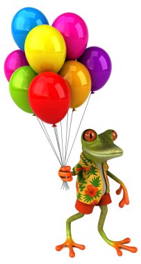 Balonlarla çizilmiş 3 boyutlu komik kurbağa.