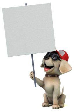 Eğlenceli 3D karikatür beyaz Labrador Retriever
