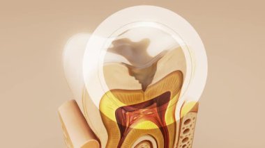 Diş kliniğinde insan dişi 3 boyutlu illüstrasyon,