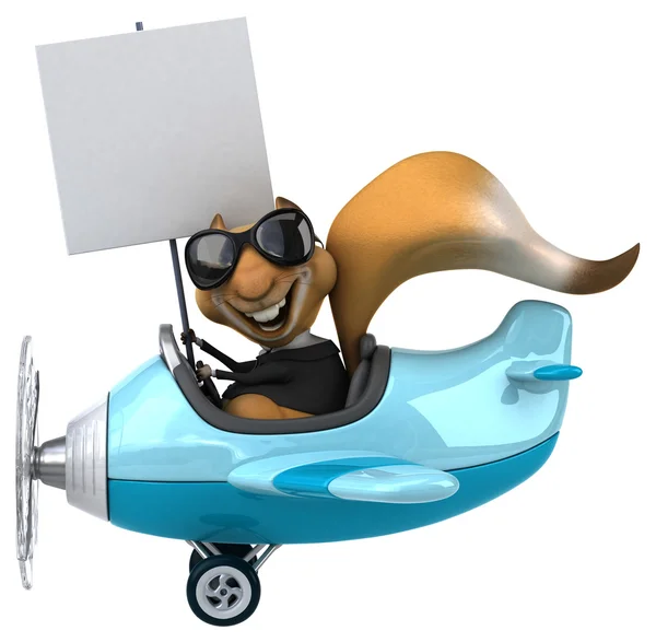 Funny squirrel in aeroplane — Stock Photo, Image