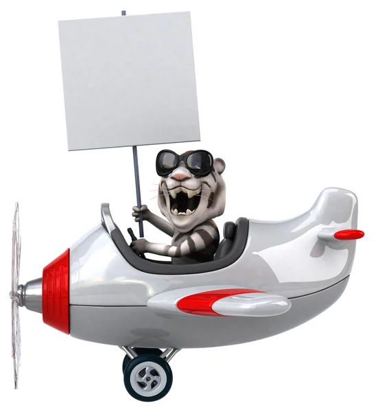 Tigre divertido en avión — Foto de Stock