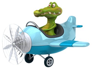 Uçak içinde komik timsah