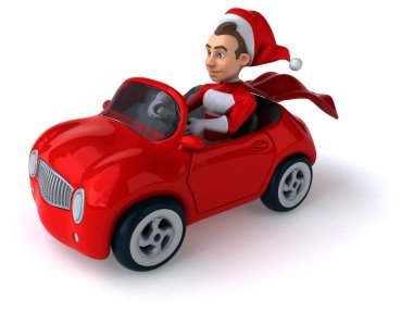 Santa claus araba Karikatür