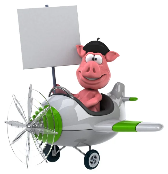 飛行機で面白い豚 — ストック写真