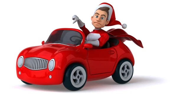 Santa claus jazdy samochodem z kreskówek — Zdjęcie stockowe