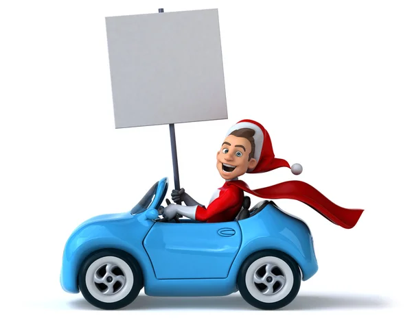 Papai Noel desenho animado carro de condução — Fotografia de Stock