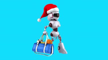 Noel Baba şapkalı eğlenceli 3D çizgi film robotu (alfa kanalı ile))