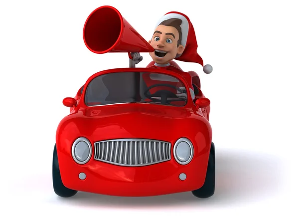 Santa claus in auto — Stockfoto