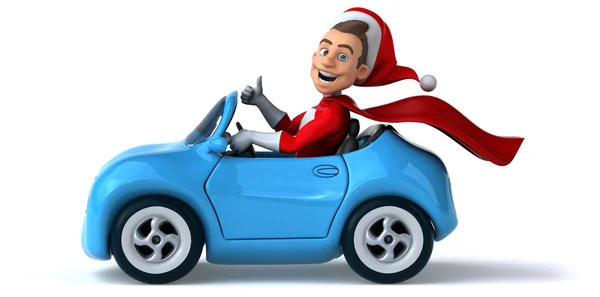 Santa claus in auto — Stockfoto
