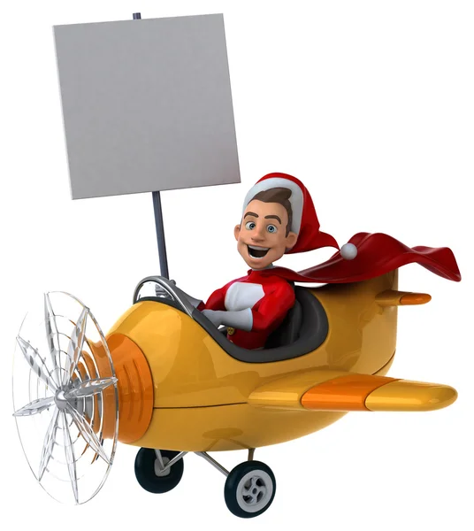 Santa claus in airplane — Stock Photo, Image