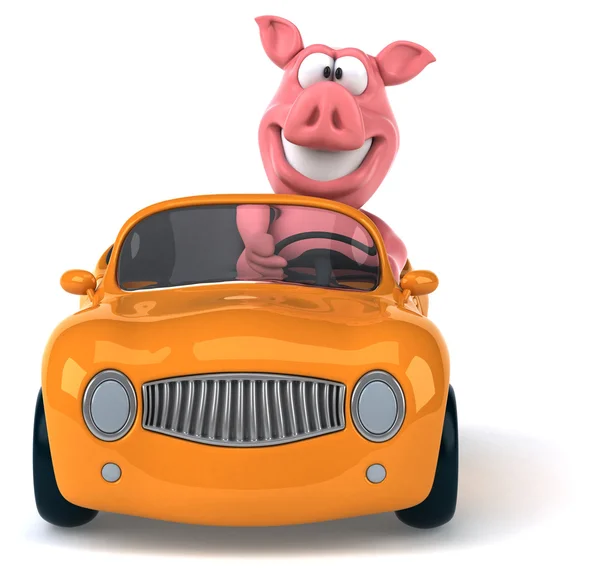 車で楽しい豚 — ストック写真