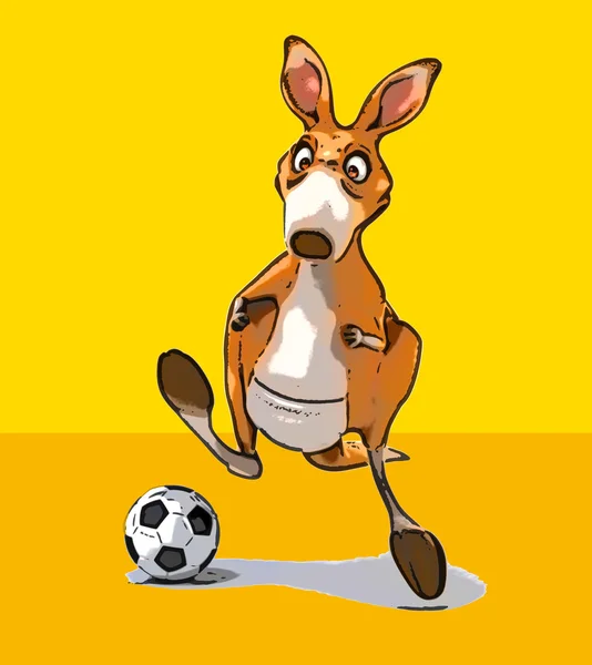 Fun kangourou jouer au football — Photo
