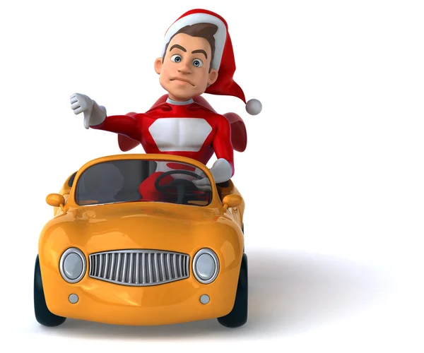 Funny Santa Claus en el coche —  Fotos de Stock