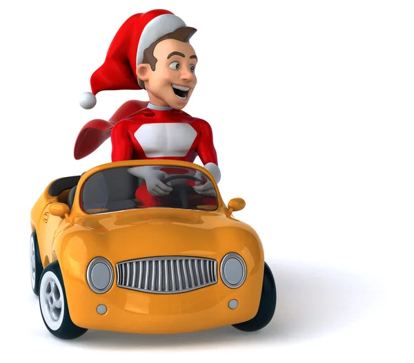 Funny Santa Claus en el coche — Foto de Stock