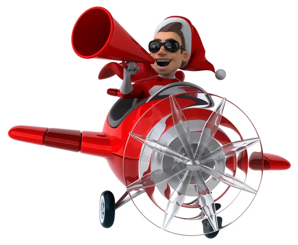 Funny Santa Claus en avión —  Fotos de Stock