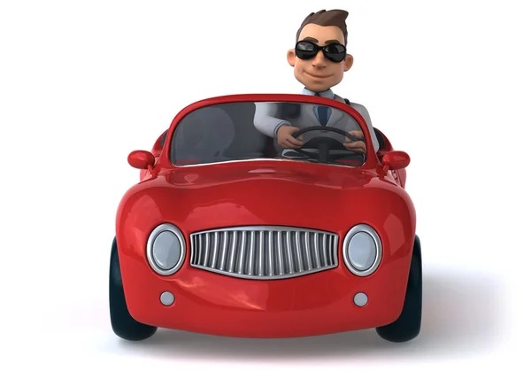 Spaßarzt sitzt im Auto — Stockfoto