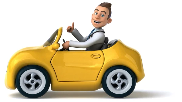 Fun doctor sitting in a car — Stock Photo, Image