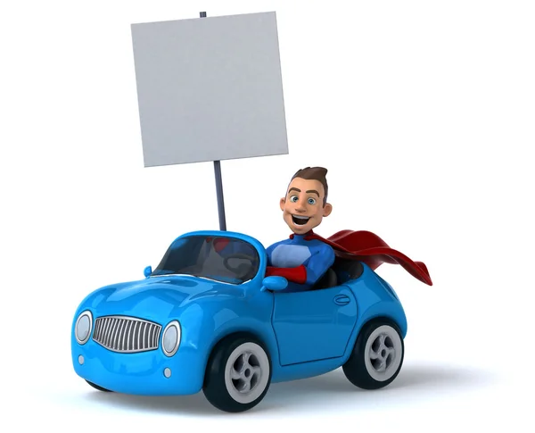 Веселий супергерой в машині — стокове фото