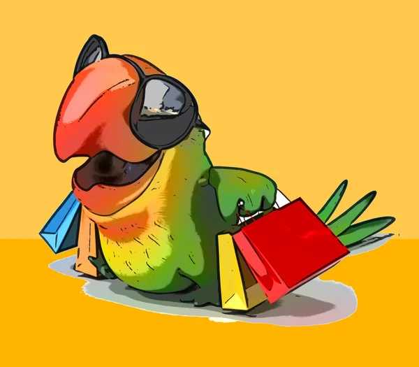 Leuke cartoon parrot — Stockfoto